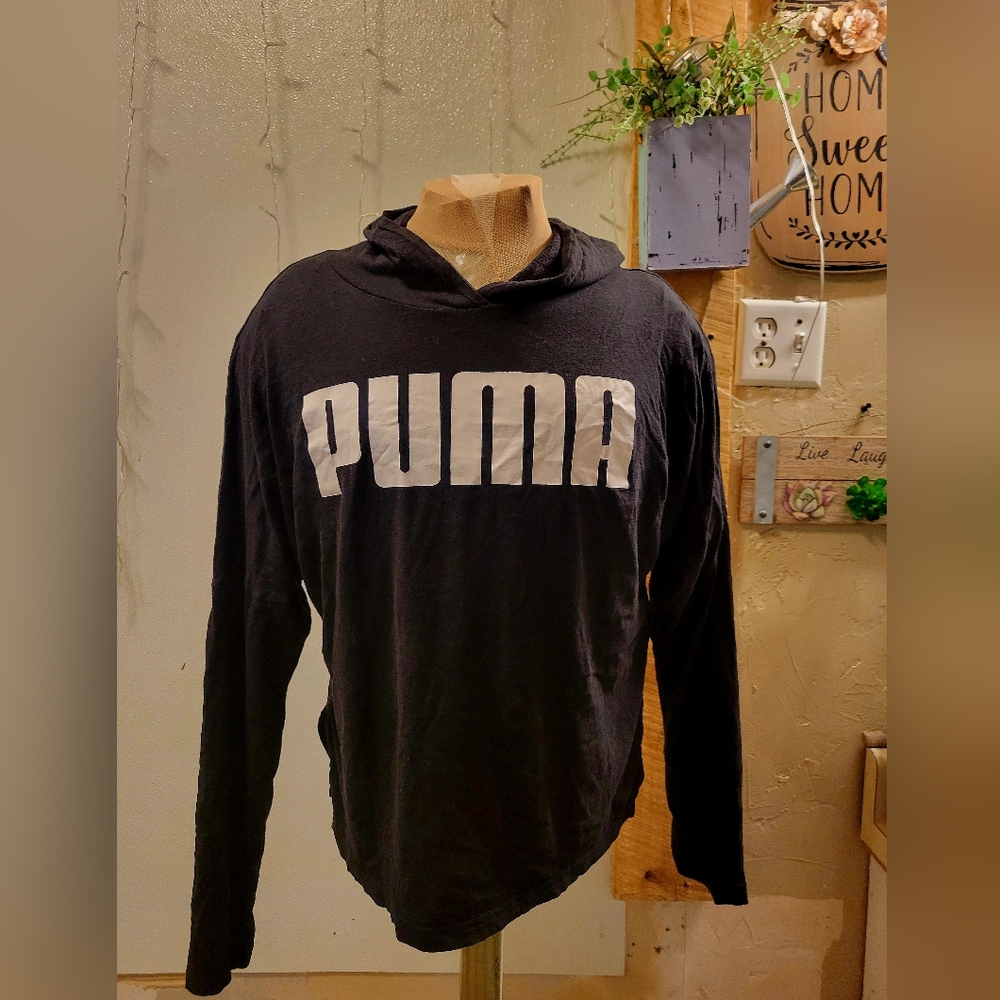 PUMA Black and White Hooded Shirt